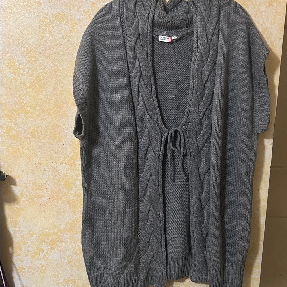 Elegant Gray Cable Knit Cardigan by Sonoma